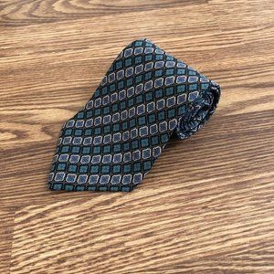 AKM Men's Vintage Foulard Floral Classic Tie 58.5 L x 4" W Blue Green Black